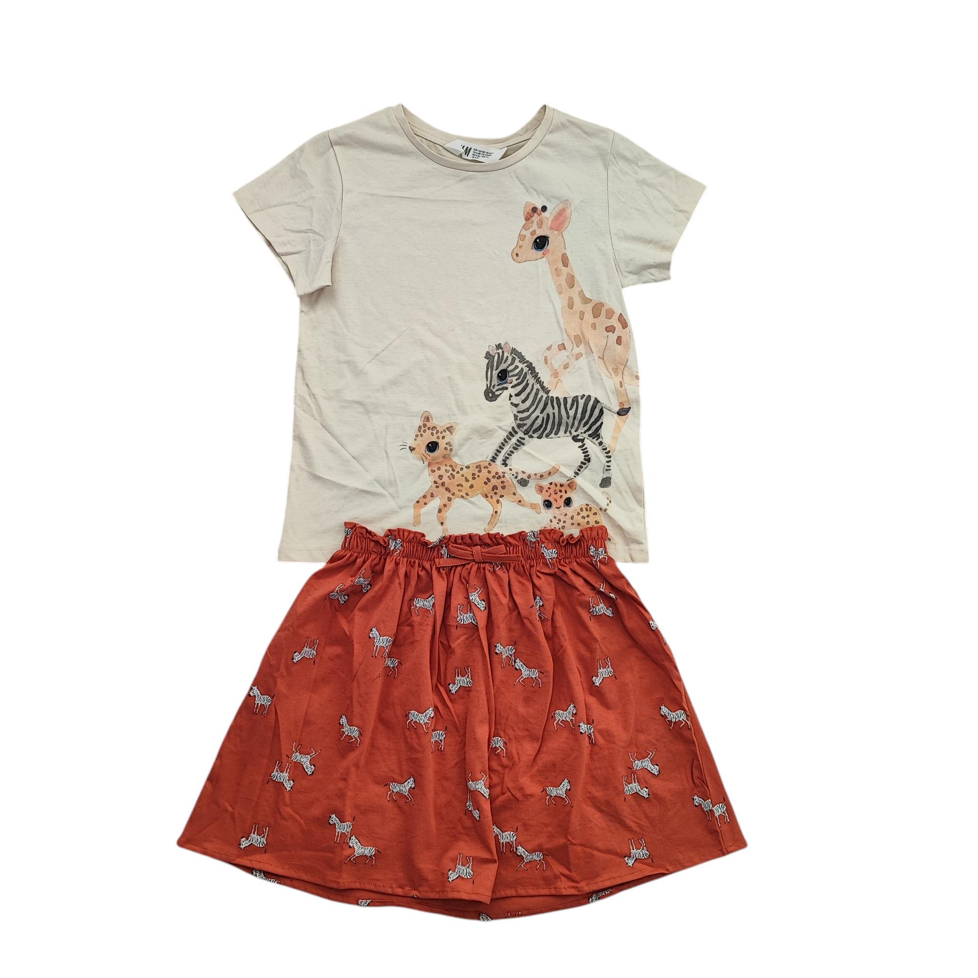 Комплект дитячий літній футболка та спідниця для дівчинки H&M 122-128 см Різнокольоровий (250122059)