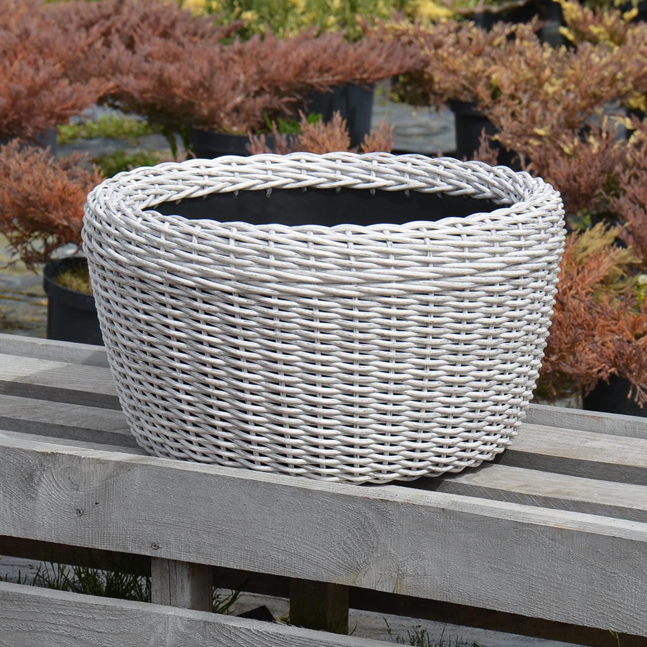 Кашпо велике для рослин та квітів з штучного ротангу/ручної роботи 45 л Біла береза (12343381) - фото 2 Кашпо велике для рослин та квітів з штучного ротангу/ручної роботи 45 л Біла береза (12343381) - фото 2