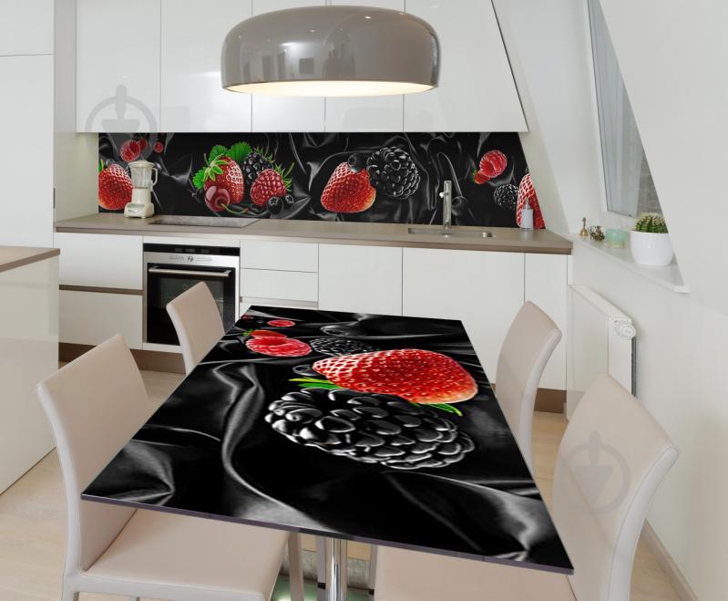 Наклейка 3Д виниловая на стол Zatarga «Ягоды на чёрном» 650х1200 мм для домов, квартир, столов, кофейн, кафе
