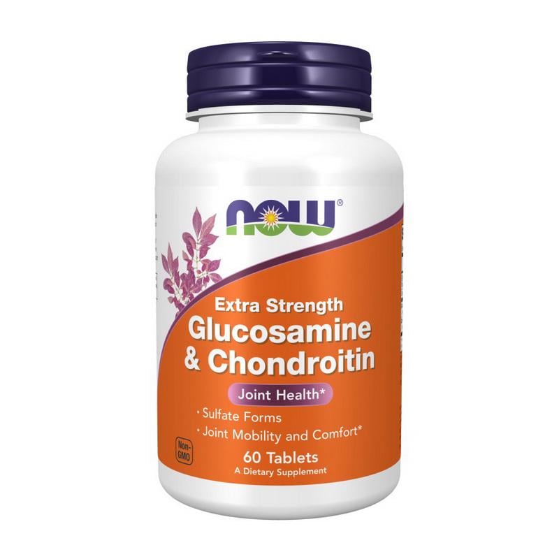 Хондропротектор NOW Glucosamine & Chondroitin Extra Strength глюкозамин 1500 мг и хондроитин 60 табл.