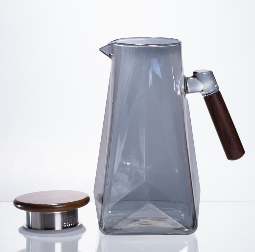 Кувшин для напитков стеклянный с бамбуковой крышкой 1,8 л Серый - фото 2 Кувшин для напитков стеклянный с бамбуковой крышкой 1,8 л Серый - фото 2