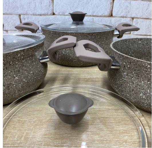 Набір каструль OMS з антипригарним покриттям 6 пред. Коричневий (3027) - фото 2 Набір каструль OMS з антипригарним покриттям 6 пред. Коричневий (3027) - фото 2