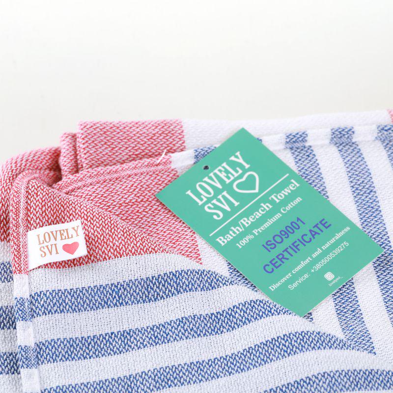 Рушник пештемаль Lovely Svi бавовна XХL 100x180 см Red/Blue Stripes (9032025) - фото 2