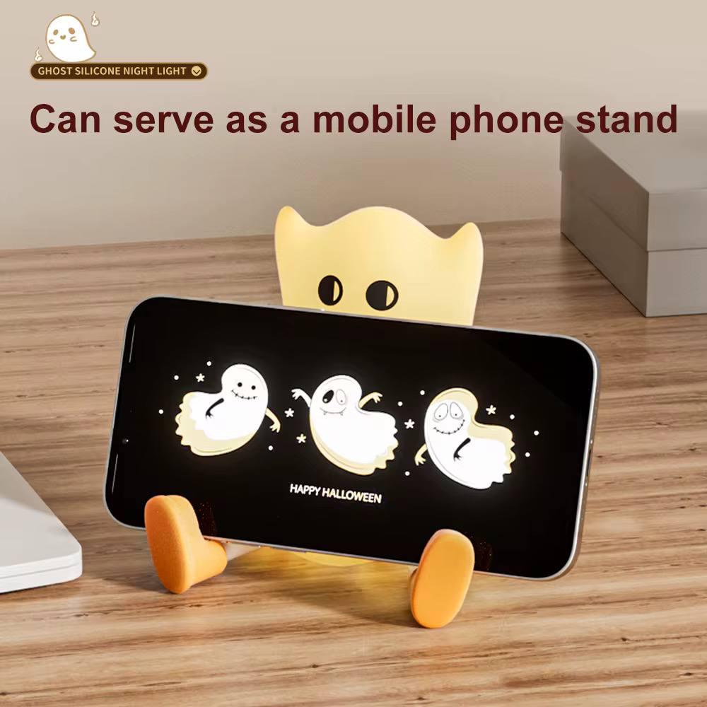 Нічник дитячий силіконовий Привид м'який сенсорний з акумулятором Білий (S06) - фото 6