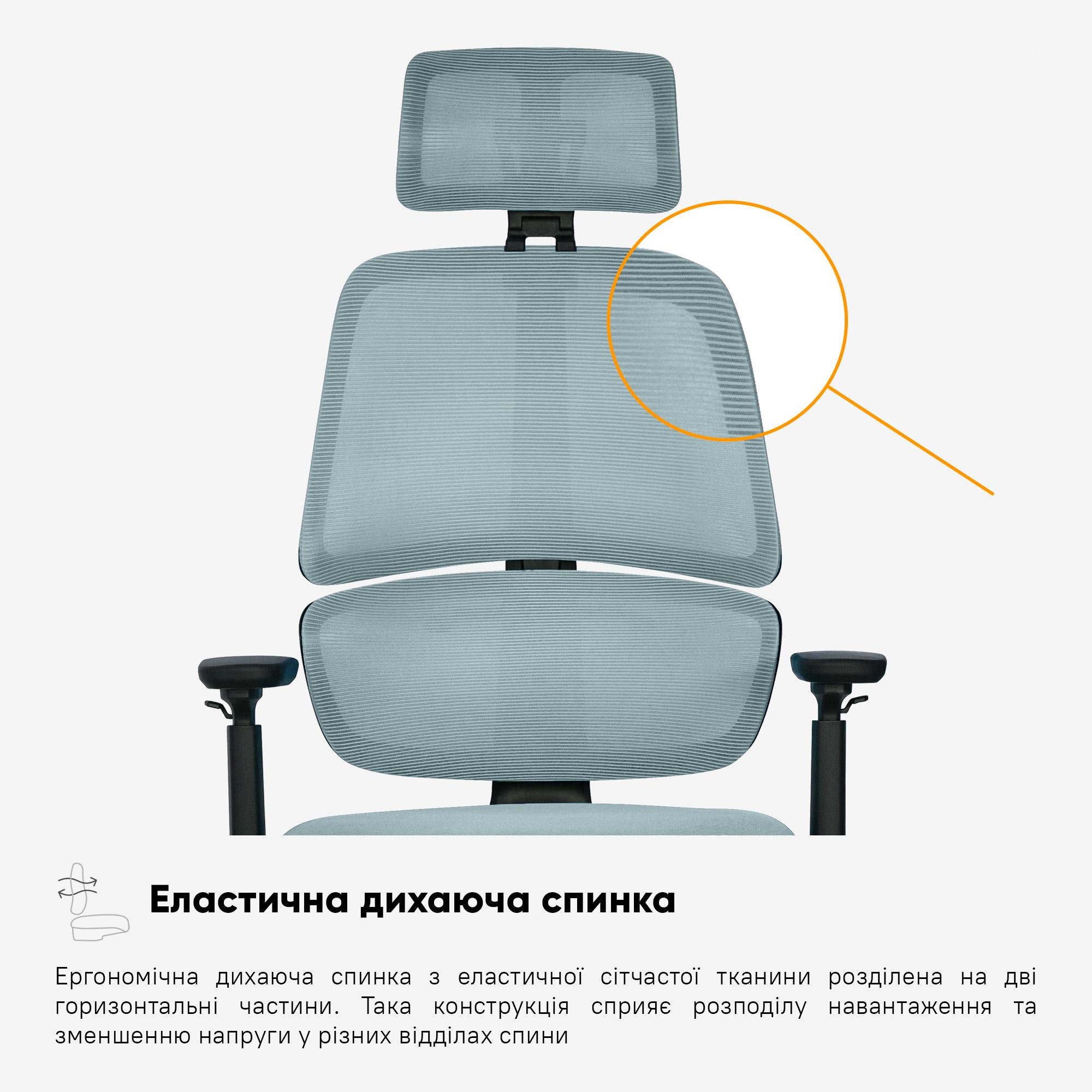 Кресло Mealux Leo Air Plus Grey/Blue (Y-546 KBGL) - фото 4