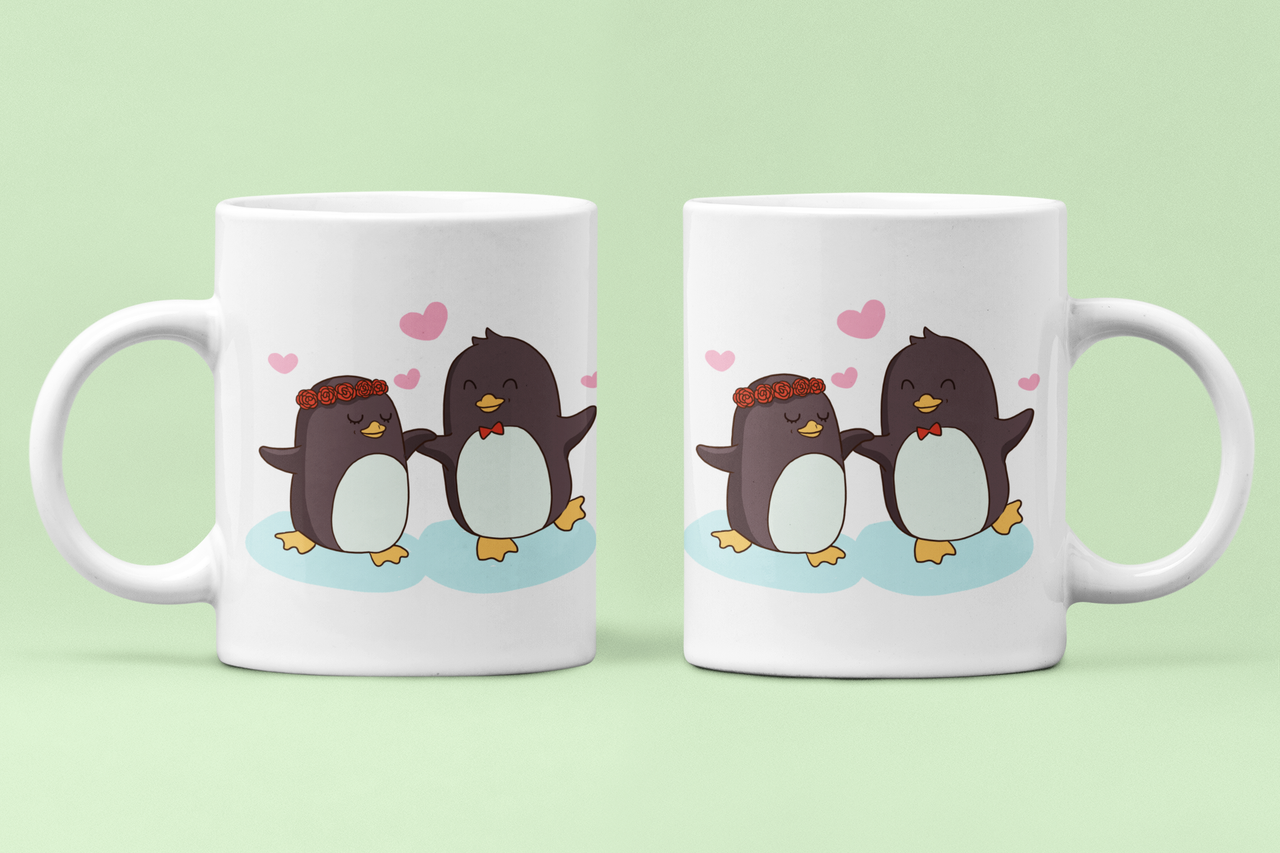 Чашки парные Пингвины для влюбленных 330 мл Белый (ВЛ175Ч)