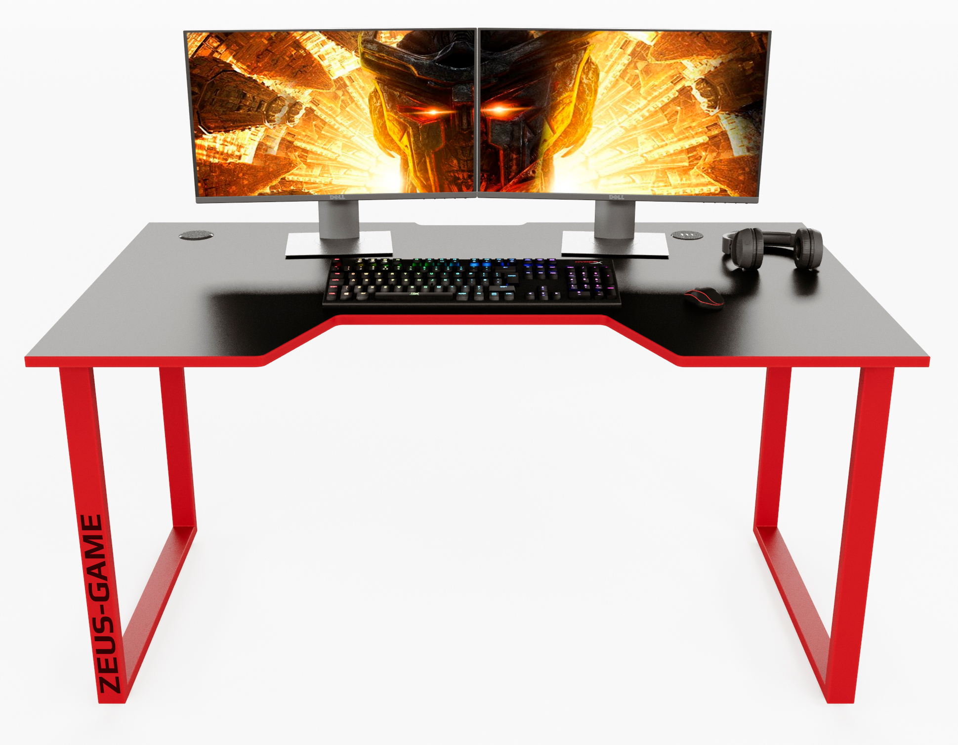 Компьютерный стол игровой Zeus Unicron Черный/Красный (659e7e6a4570a12ec74b87b9)