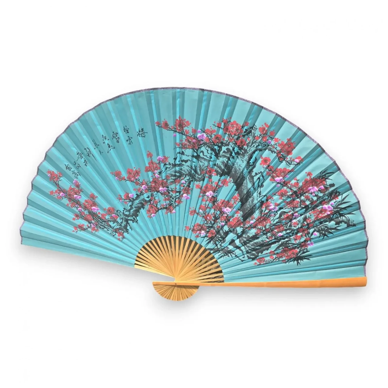 Настінне віяло сакура на блакитному тлі тканина 122х6х 211 см (35854)