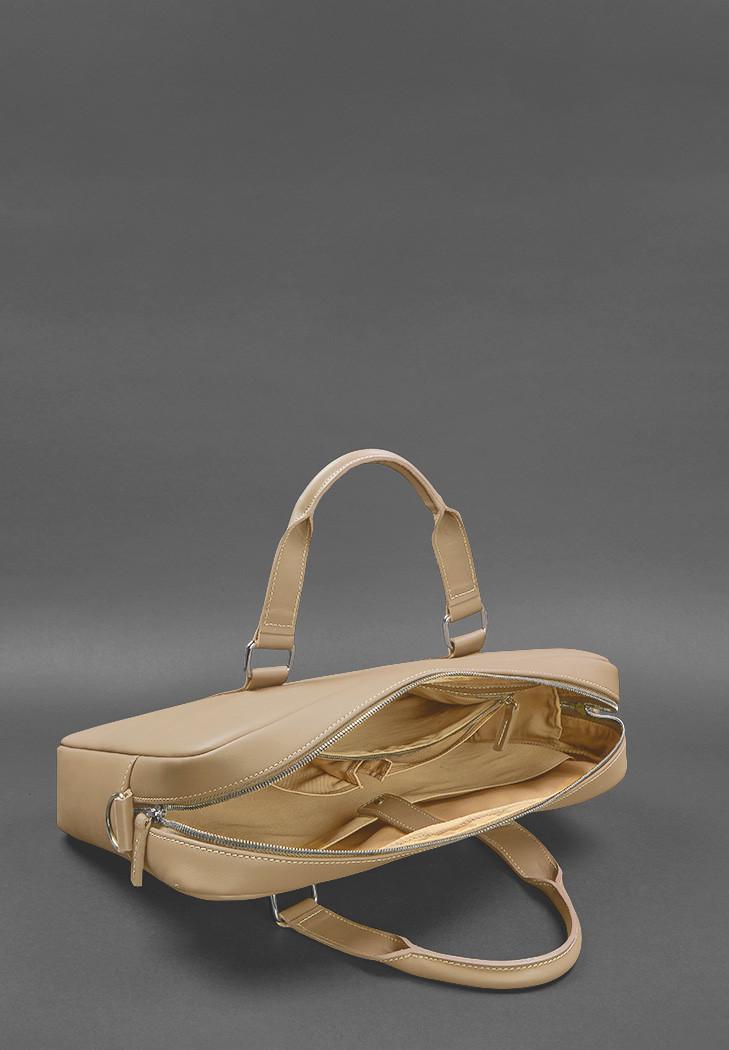 Сумка для ноутбука и документов кожаная Светло-бежевый (A-027950) - фото 2 Сумка для ноутбука и документов кожаная Светло-бежевый (A-027950) - фото 2