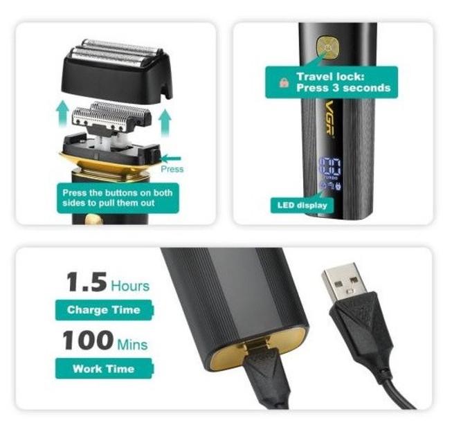 Електробритва шейвер VGR V-355 IPX6 800 мА (2601769127) - фото 8 Електробритва шейвер VGR V-355 IPX6 800 мА (2601769127) - фото 8