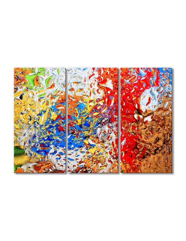 Картина модульная Радужная мозаика мокрого стекла 3 модуля 60x90 см