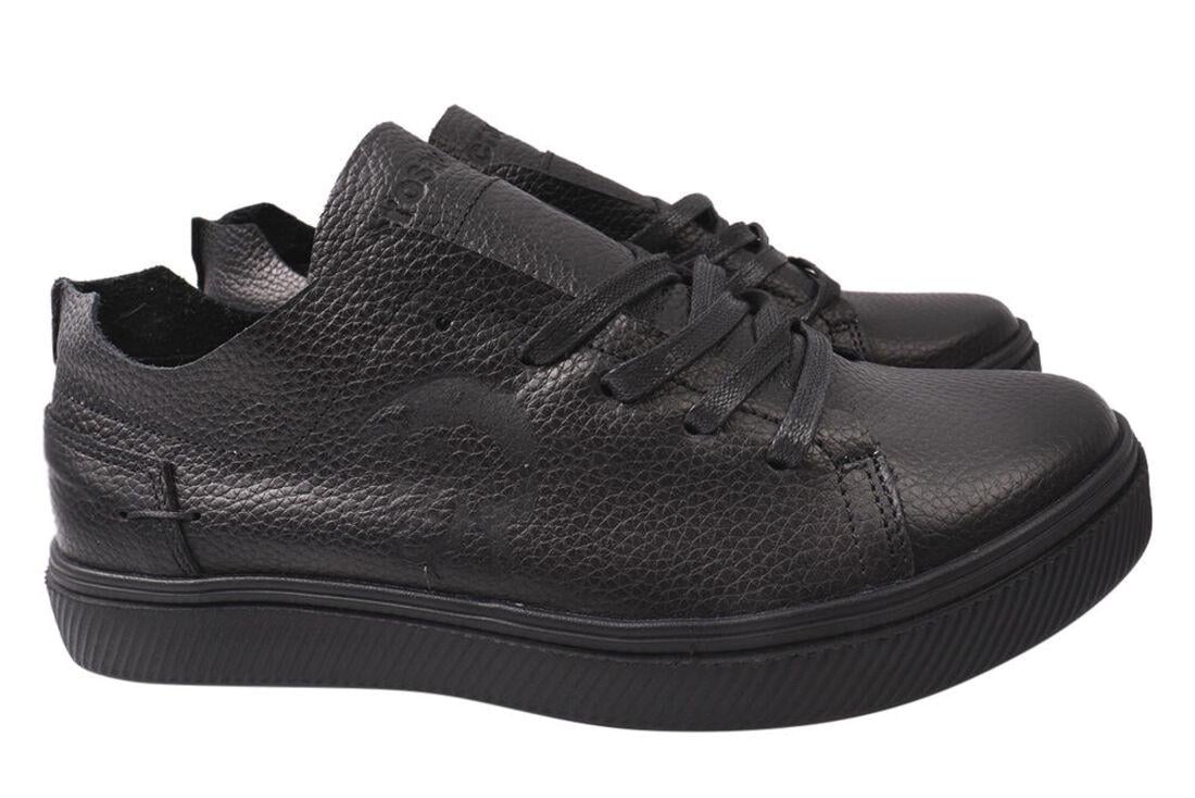 Кеди чоловічі Cros Sav зі шкіри на низькому ходу на шнурівці р. 40 Чорний (30-21DTC)