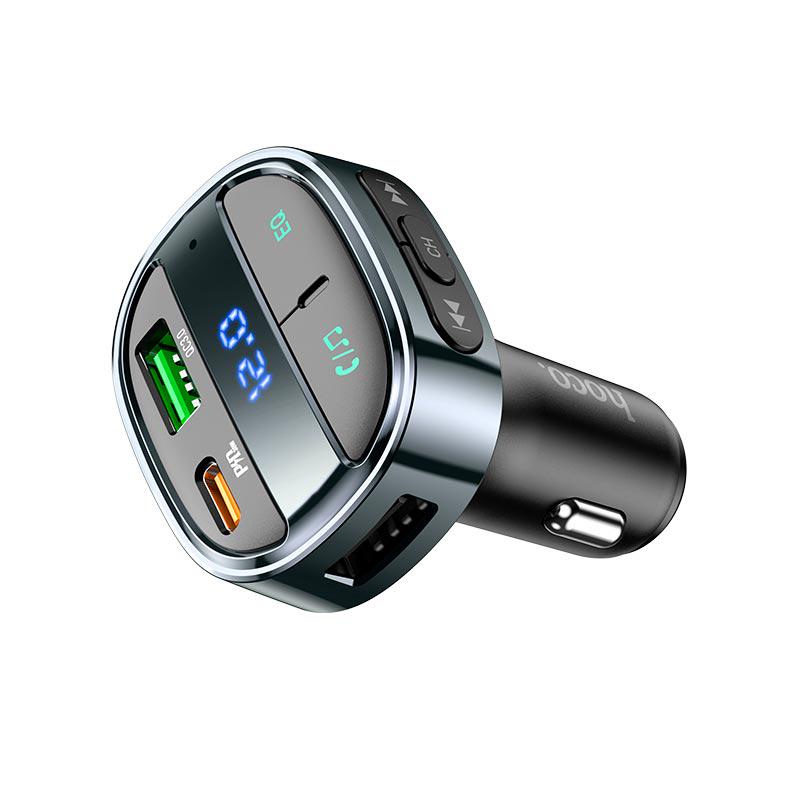 Адаптер автомобільний Hoco car BT FM transmitter E70 2USB/Type-C PD/QC 30 W 3 A Black (554254) - фото 2