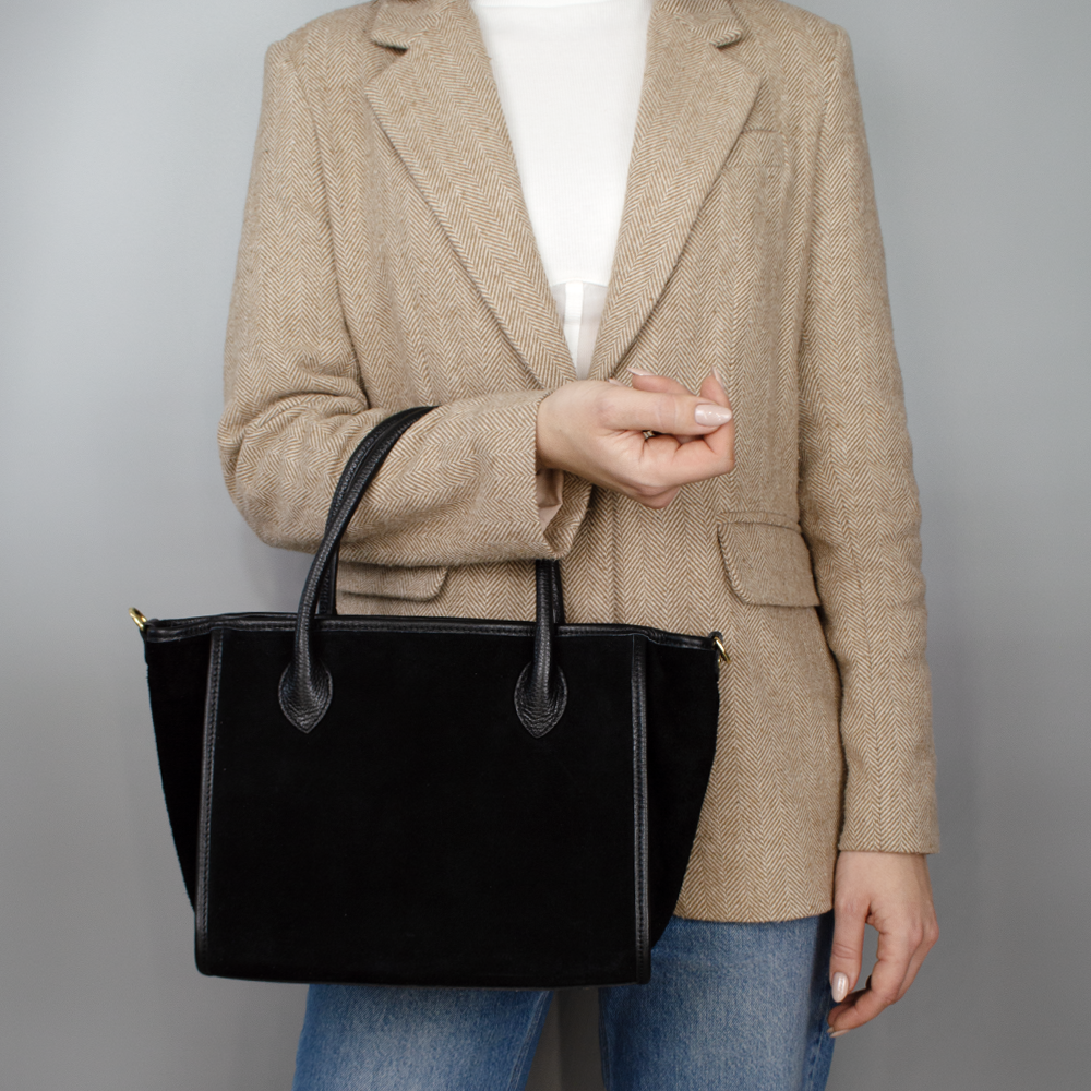 Сумка жіноча замшева Virginia Conti 03756 з 2 ручками Чорний (2415859321) - фото 2