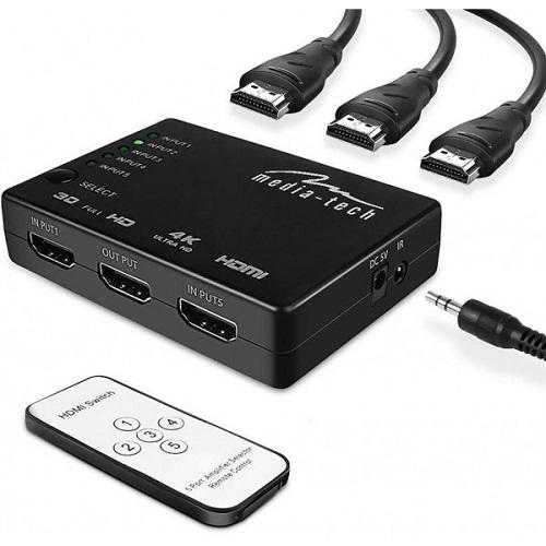 Спліттер HDMI Media-Tech MT5207 5xports HDMI switch remote controlled 4K resolution support (574976) - фото 3