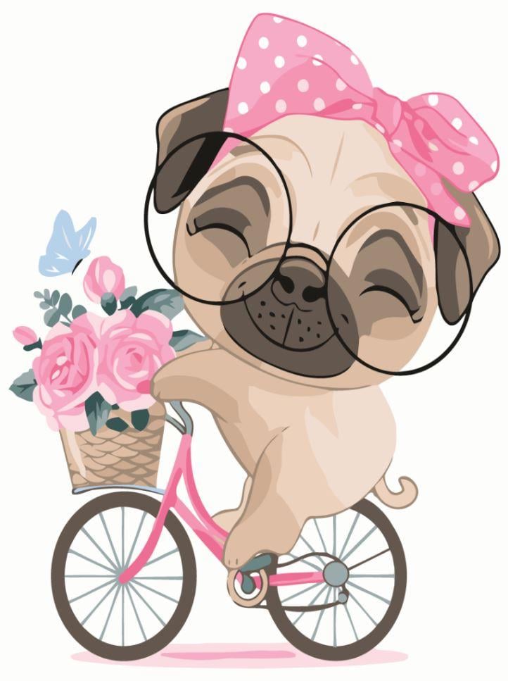 Картина за номерами BrushMe KBS7096 Мопс на велопрогулянці 30х40 см (L067947)