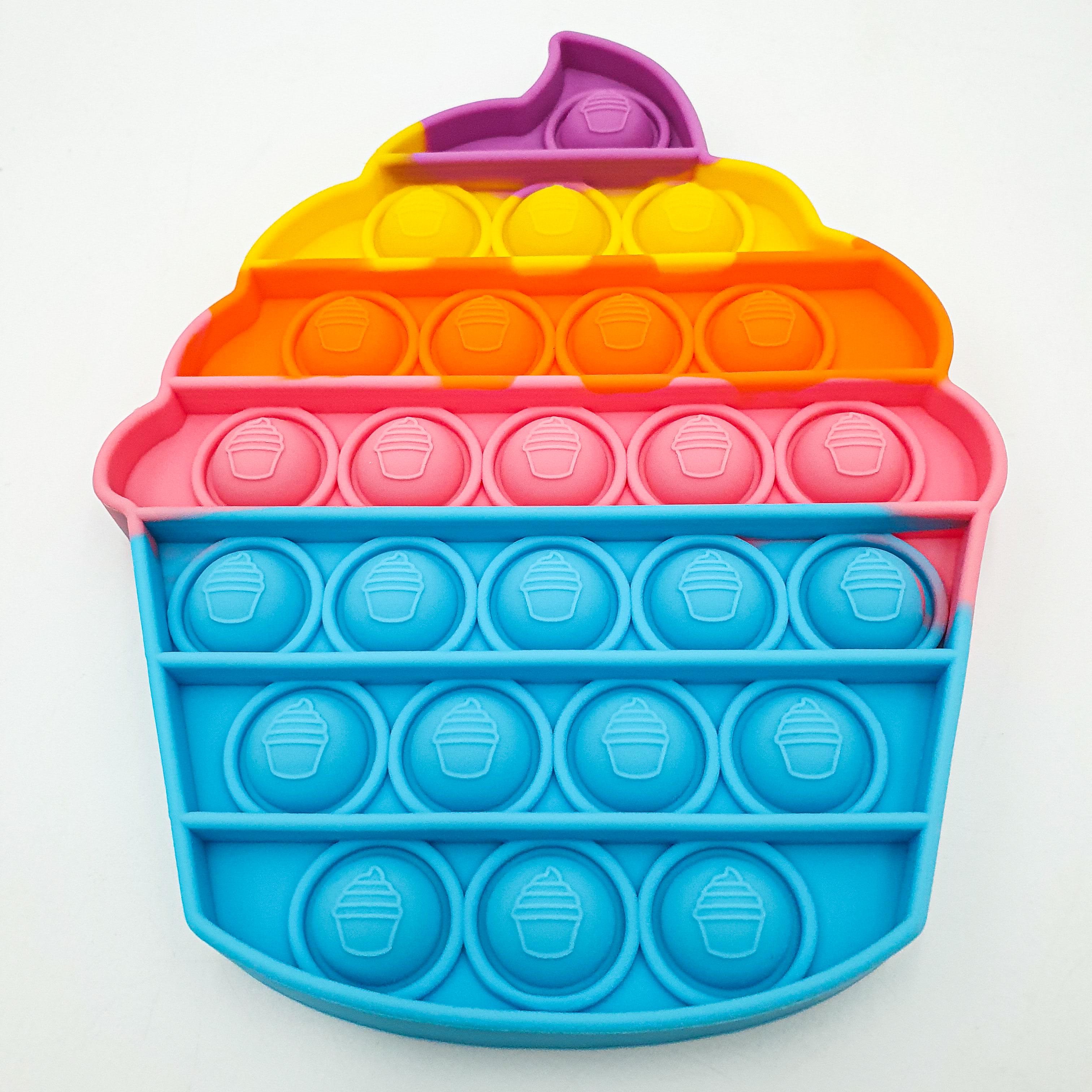 Сенсорная игрушка антистресс силиконовая бесконечная пупырка поп ит плотный UKC Pop It Fidget мороженное 2 разноцветный