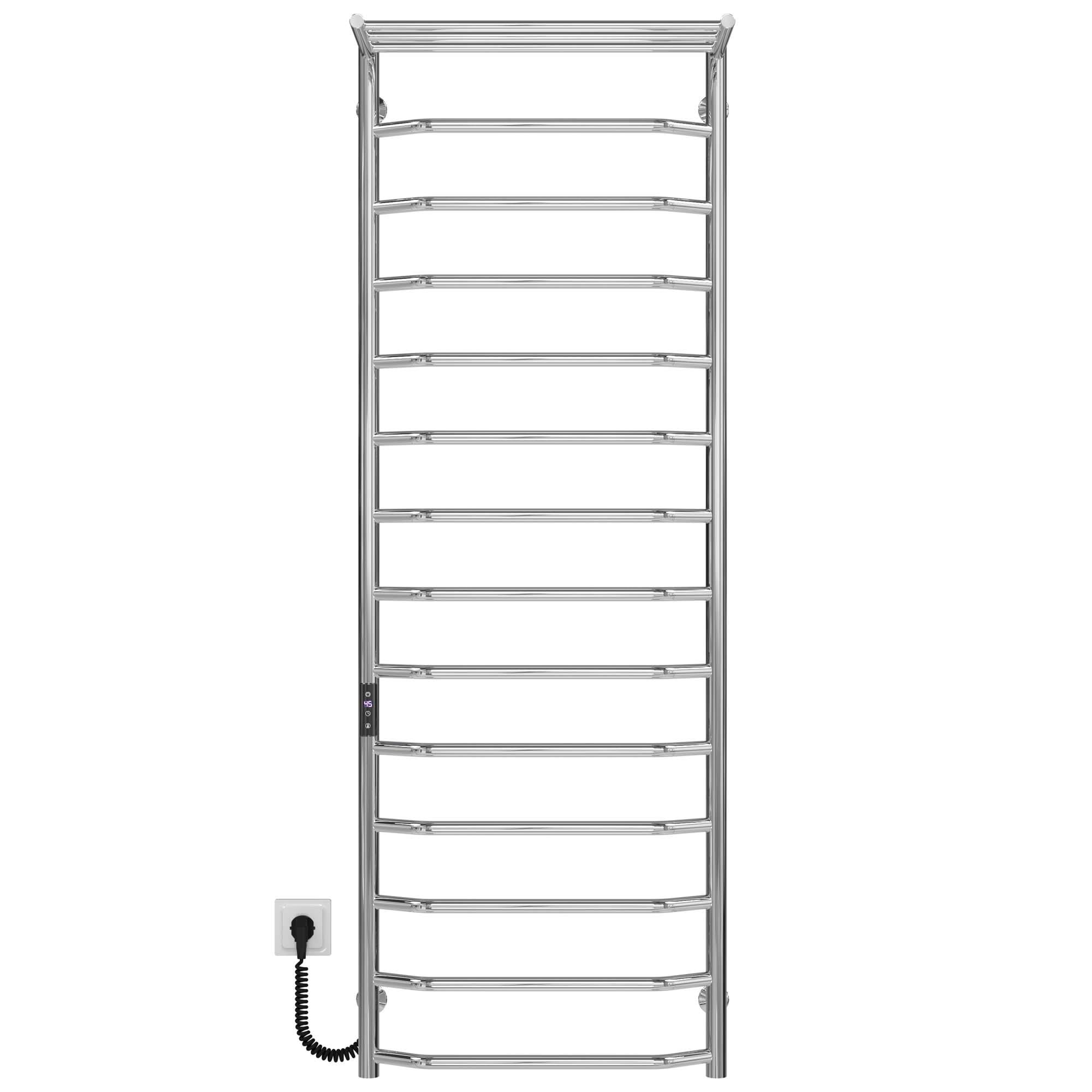 Полотенцесушитель электрический с полкой Deffi Трапеция П15 JD03 левое подключение нержавеющая сталь 500х1500 мм Хром (C.TP.150.50.15.E.C.L.1)