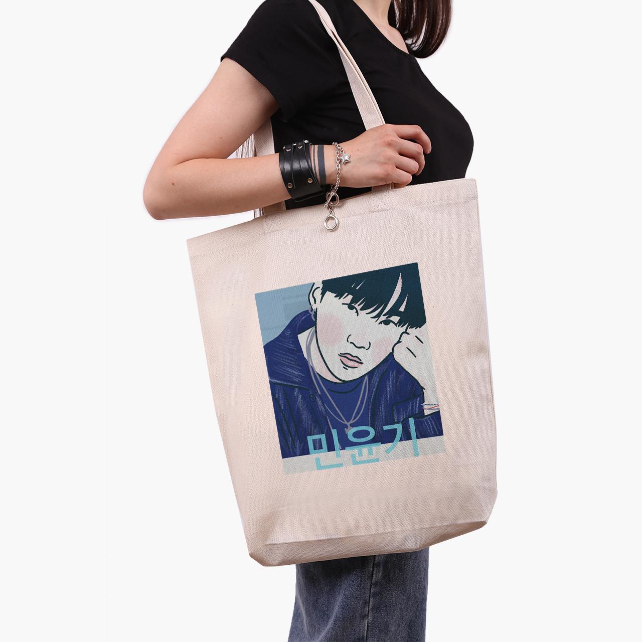 Эко сумка шоппер Min Yoongi BTS 41x39x8 см Бежевый (9227-3260-WTD)