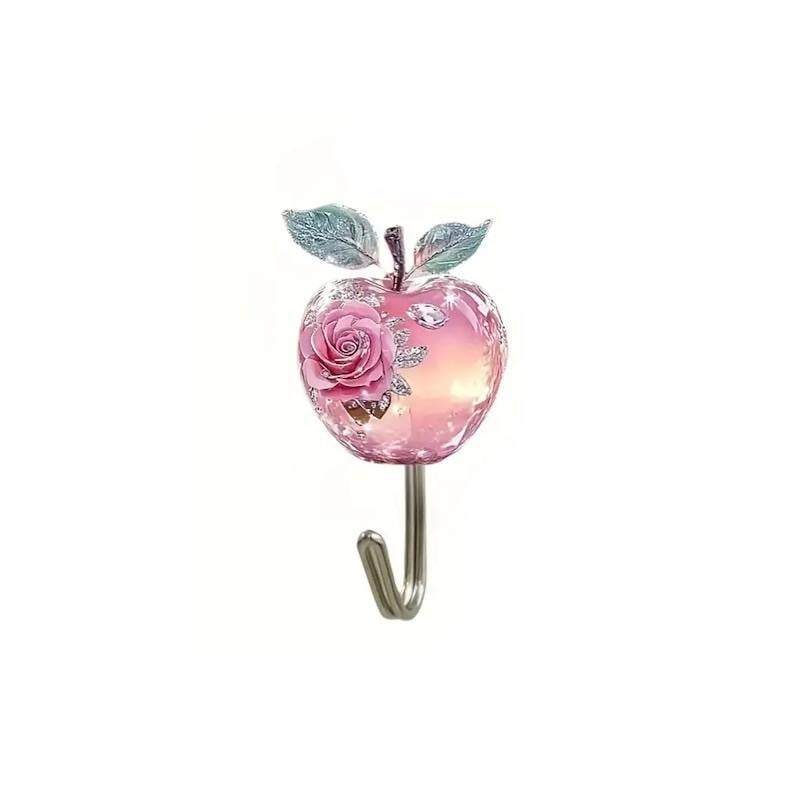 Самоклеющийся крючок Яблоко с розой 2D 1 шт. Серебристый с розовым (2743174687)