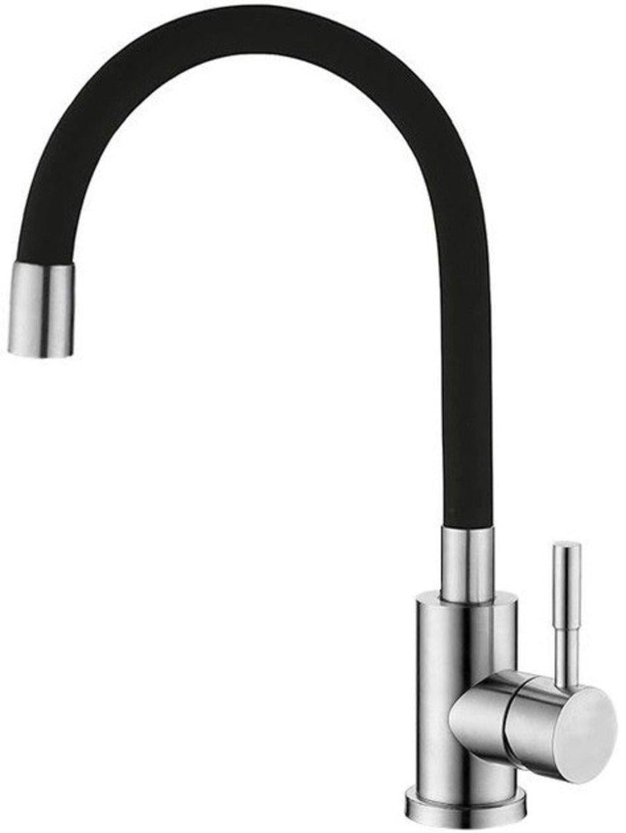Смеситель для кухни RIZO RS42B Нержавеющая сталь/Черный