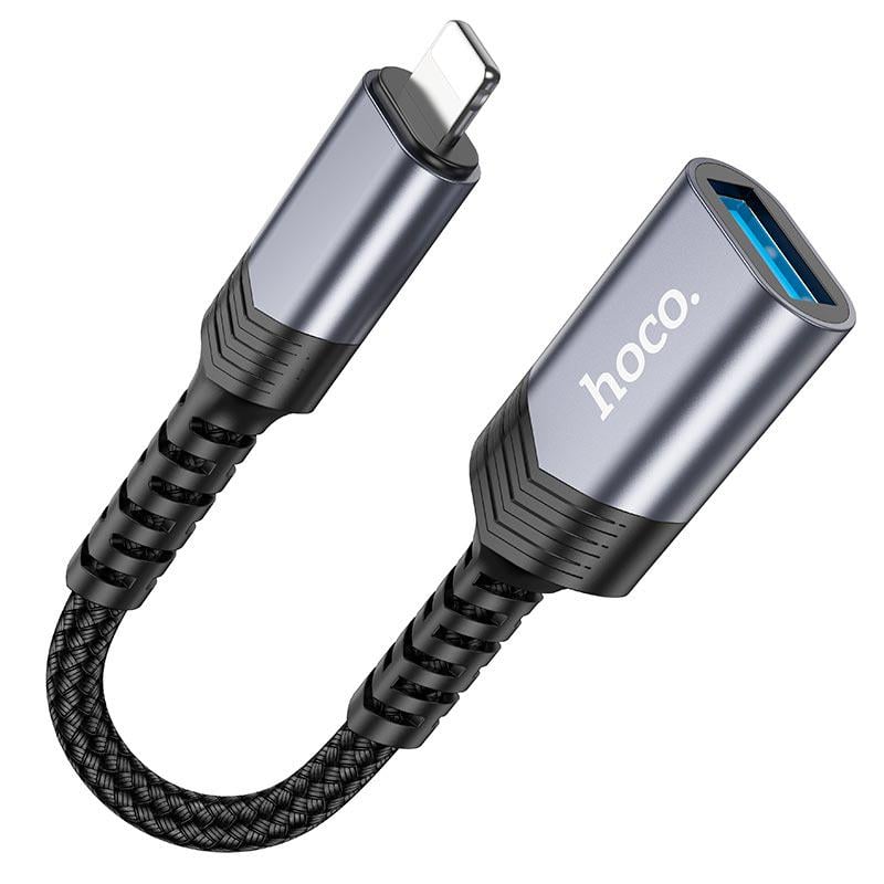 Перехідник Hoco UA24 converter iP male to USB female Grey