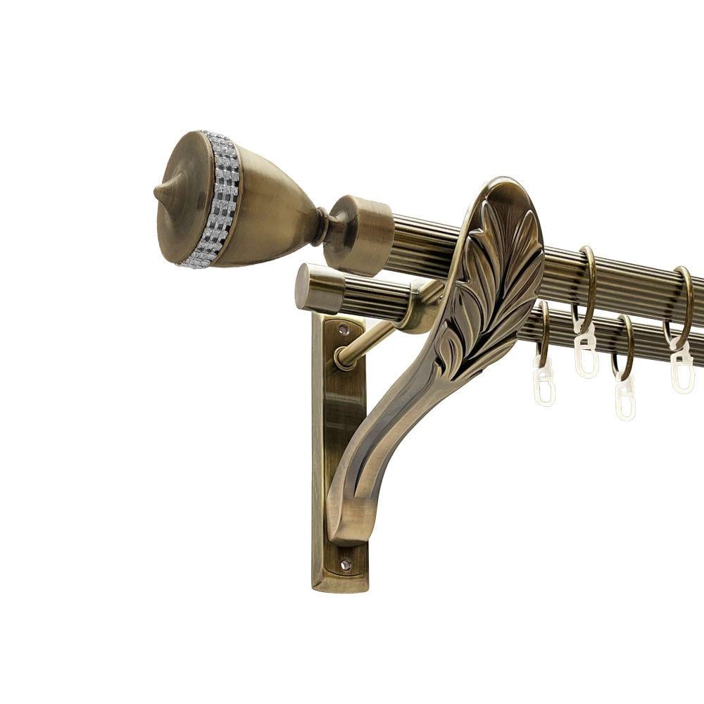 Карниз металлический Orvit Этерния двухрядный ретро рифленая труба/кольцо металлическое Антик 25/19 мм 300 см (00-00018387)