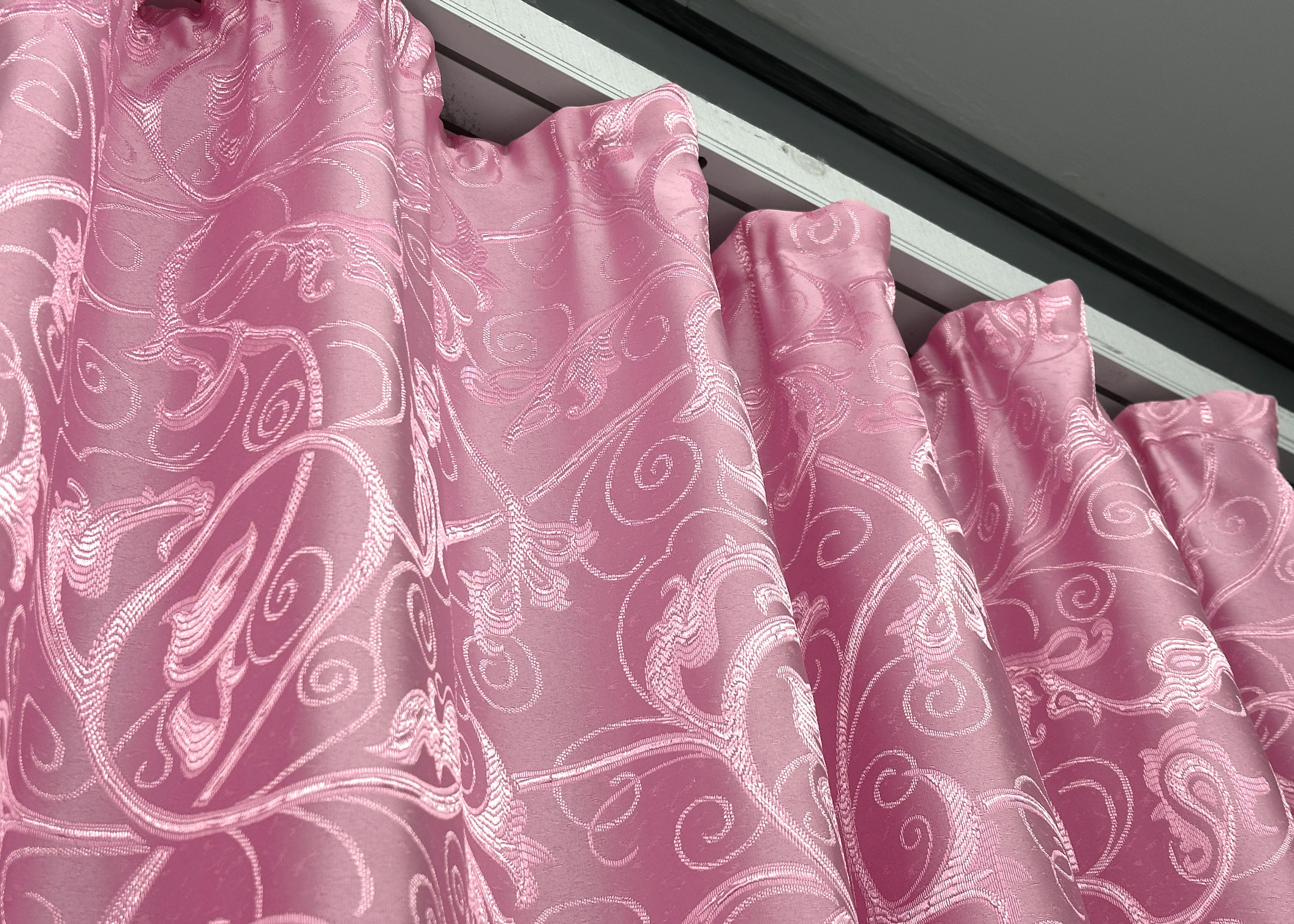 Комплект штор VR-Textil № 1731ш жаккард 100х270 см 2 шт. Розовый (31-801) - фото 9