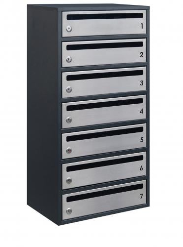 Почтовый ящик Lev-metal Е2-07.F на 7 секций 785x390x250 мм Антрацитовый/Серый (22070205) Почтовый ящик Lev-metal Е2-07.F на 7 секций 785x390x250 мм Антрацитовый/Серый (22070205)