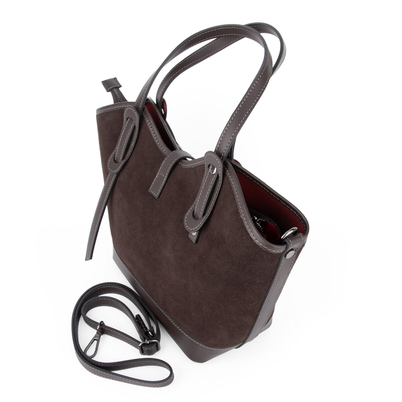 Сумка женская замшевая Virginia Conti 04054 с красной подкладкой Шоколадный (2765518452) - фото 5 Сумка женская замшевая Virginia Conti 04054 с красной подкладкой Шоколадный (2765518452) - фото 5