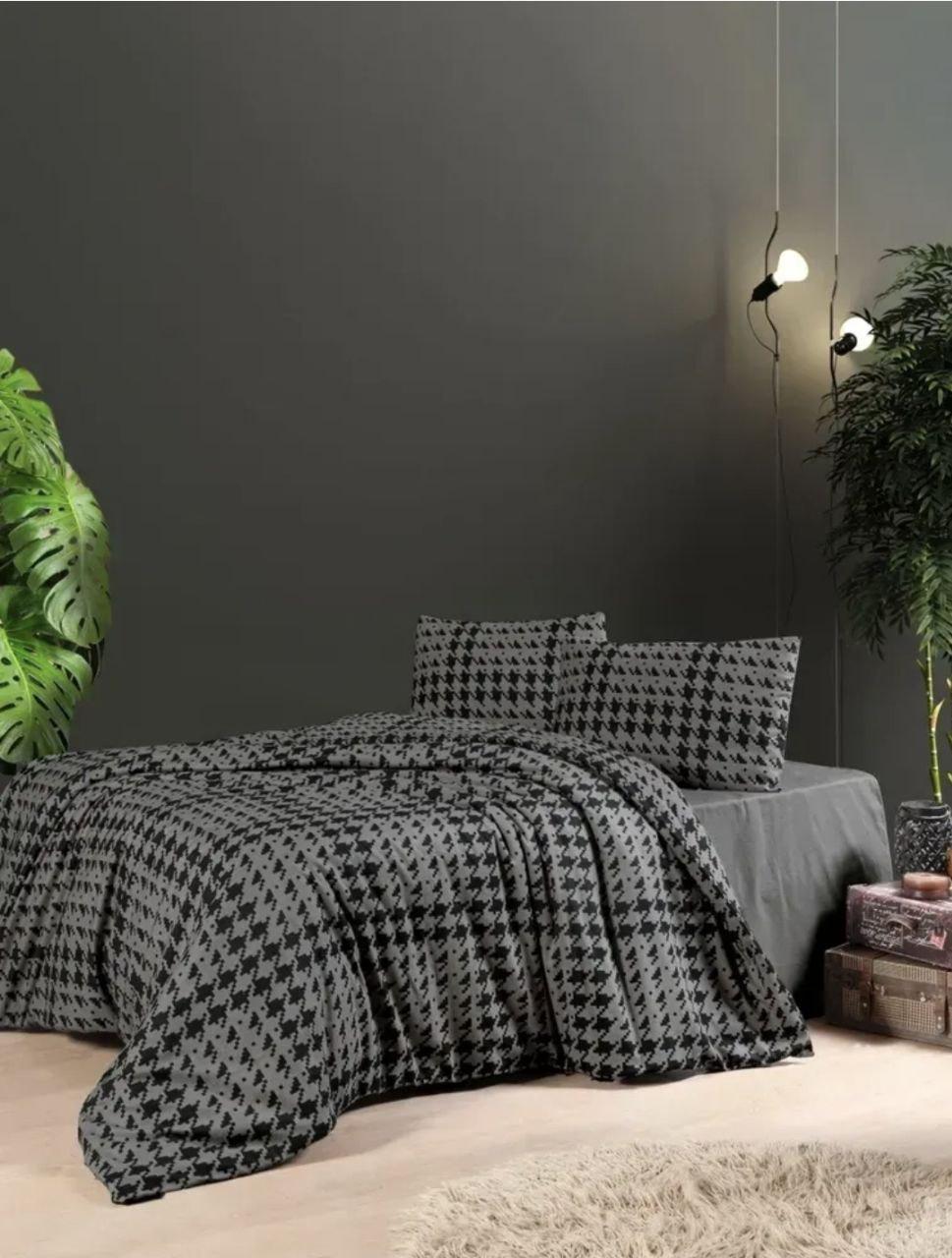 Комплект постельного белья First Choice Sadora фланель евро Anthracite (1673) Комплект постельного белья First Choice Sadora фланель евро Anthracite (1673)