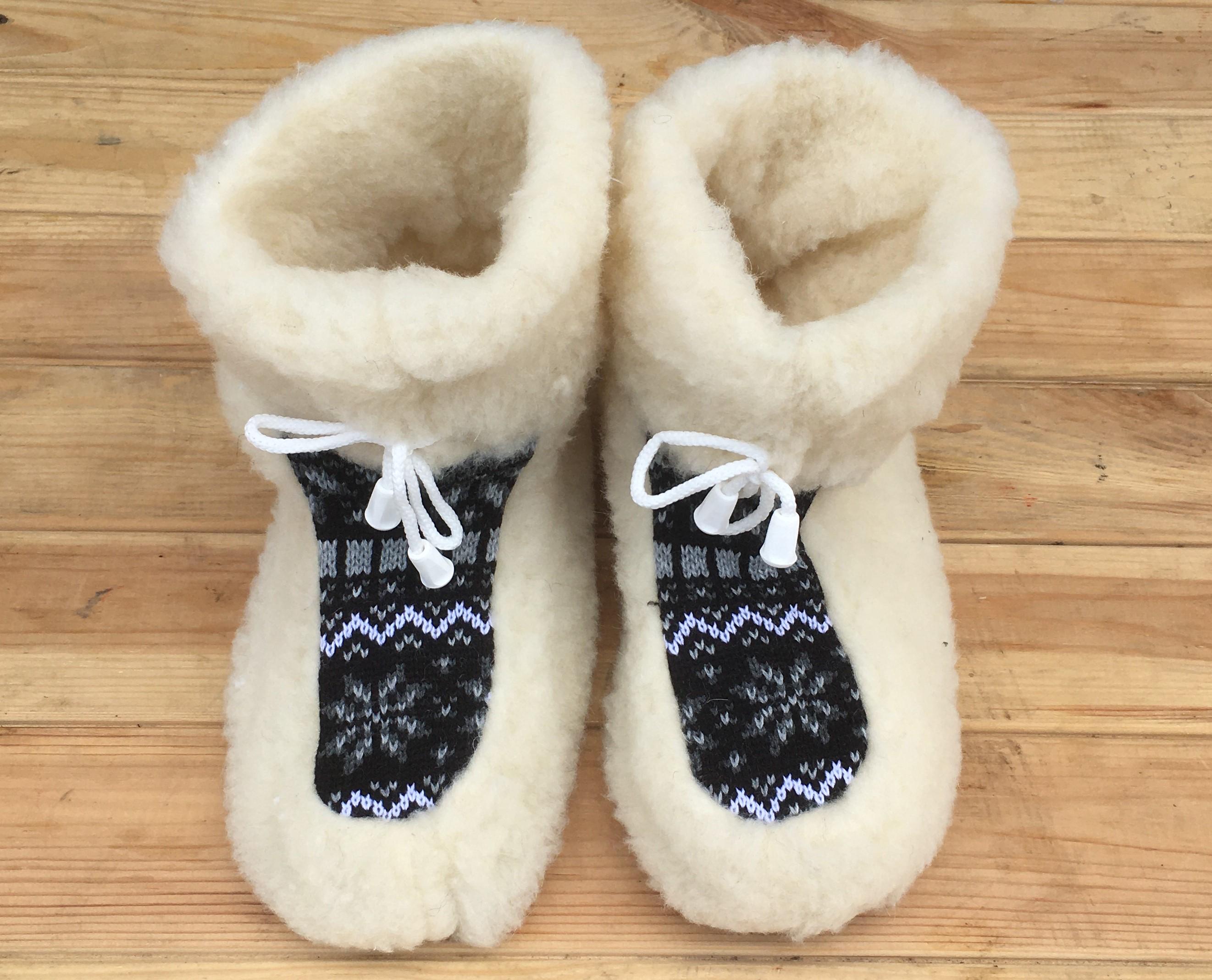 Домашние тапочки теплые из овечьей шерсти Polmar на завязках р. 36-37 (27074444) - фото 2