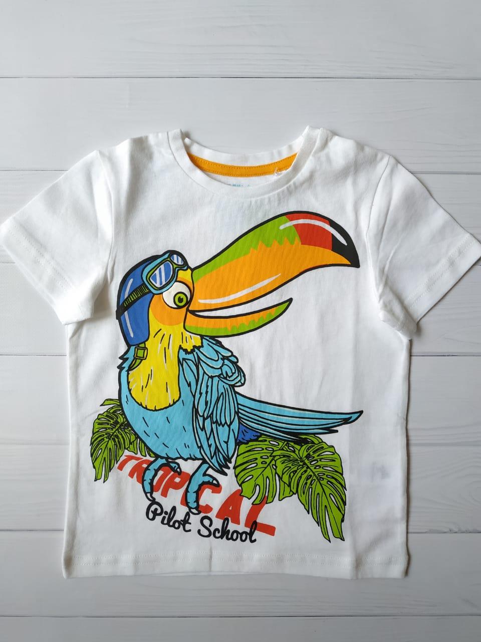 Біла футболка C&A для хлопчика з Папугою 104 см Білий (441834)