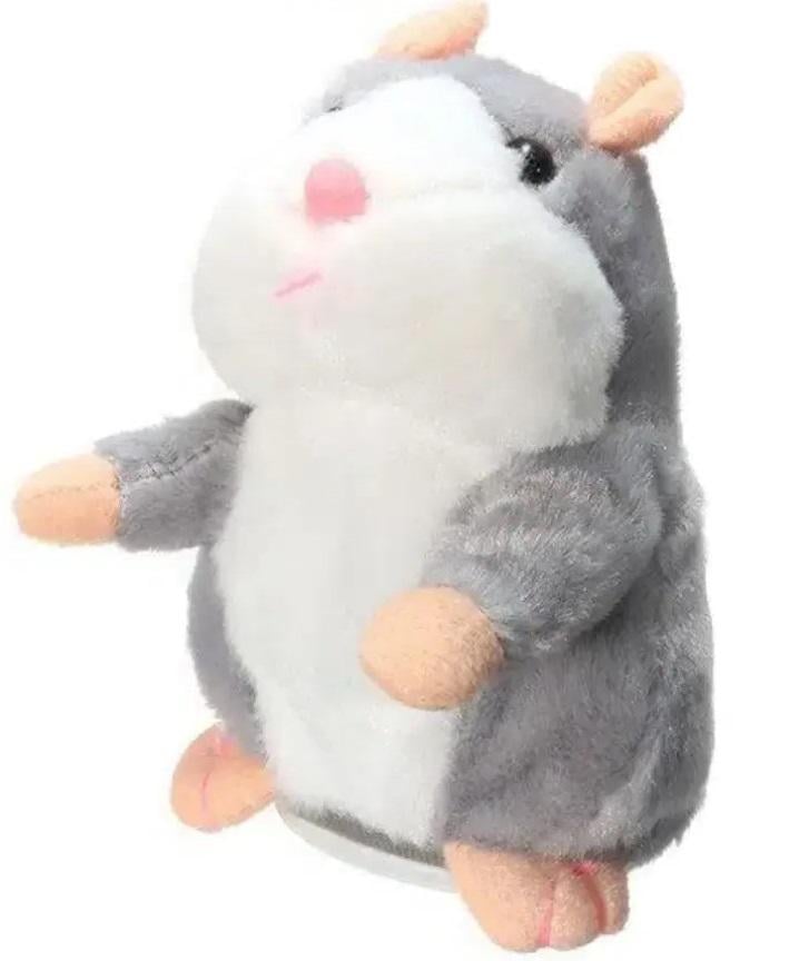 Хомяк-повторюшка интерактивная игрушка с голосовой функцией Серый (2104618613)