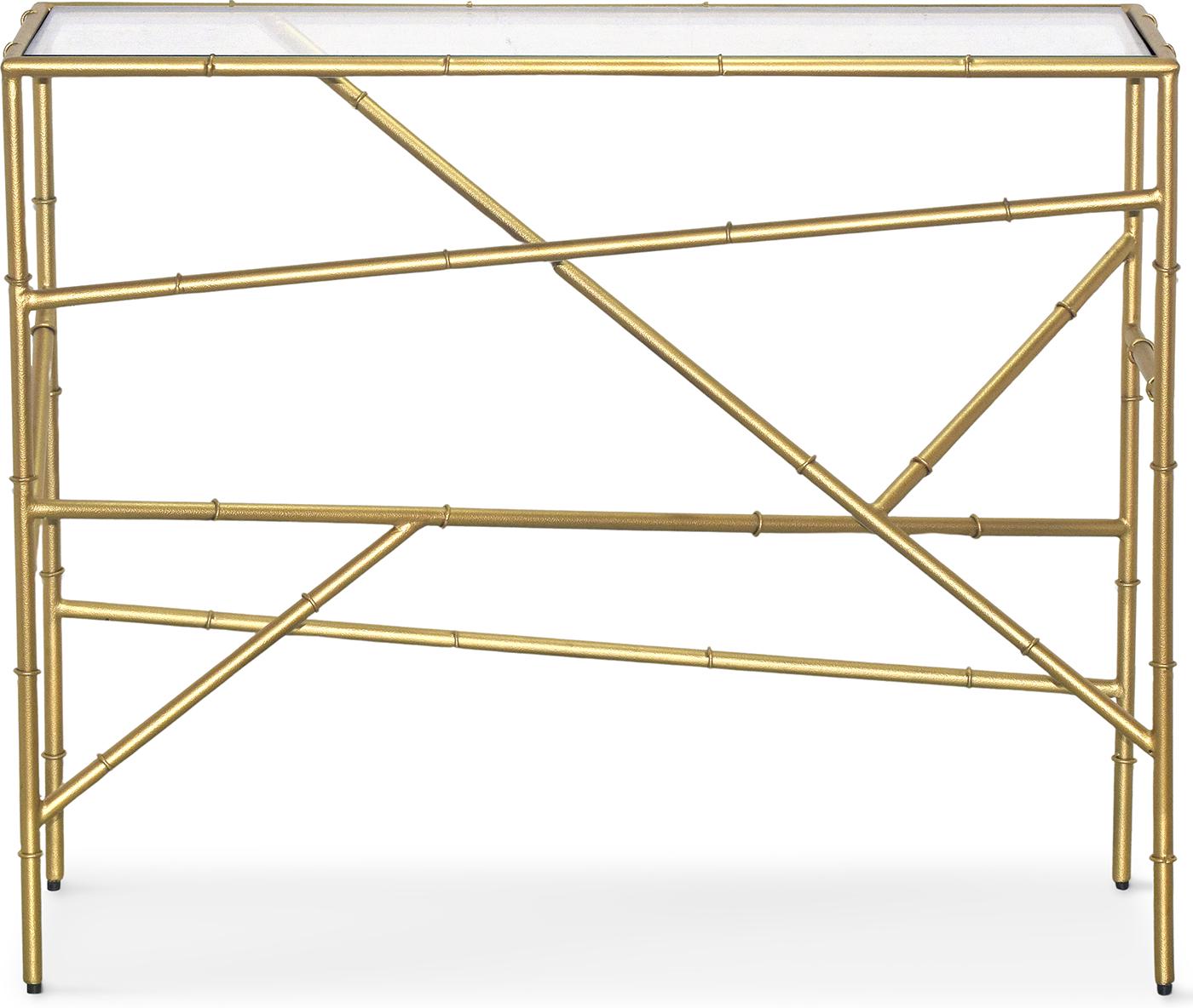 Консольный стол Vela 90х30 см Clear glass top brass antique finish (16083)