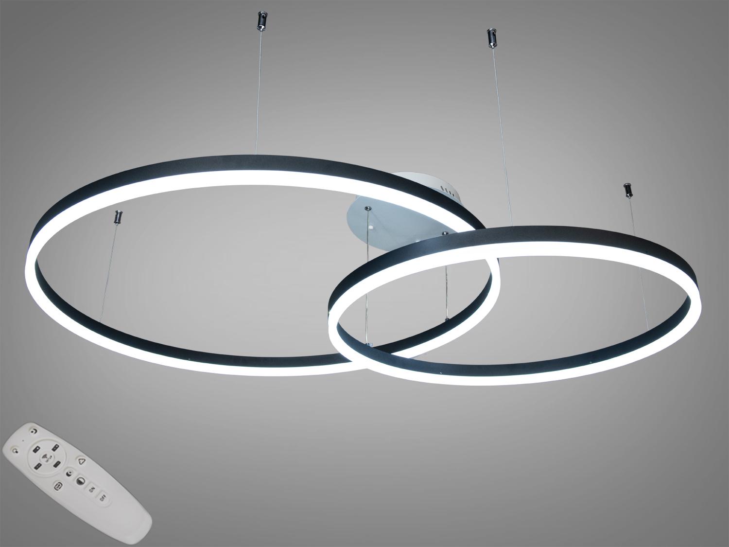 Люстра светодиодная подвес с комбинированным освещением 100 Вт Черный (D2485-800+600BK)