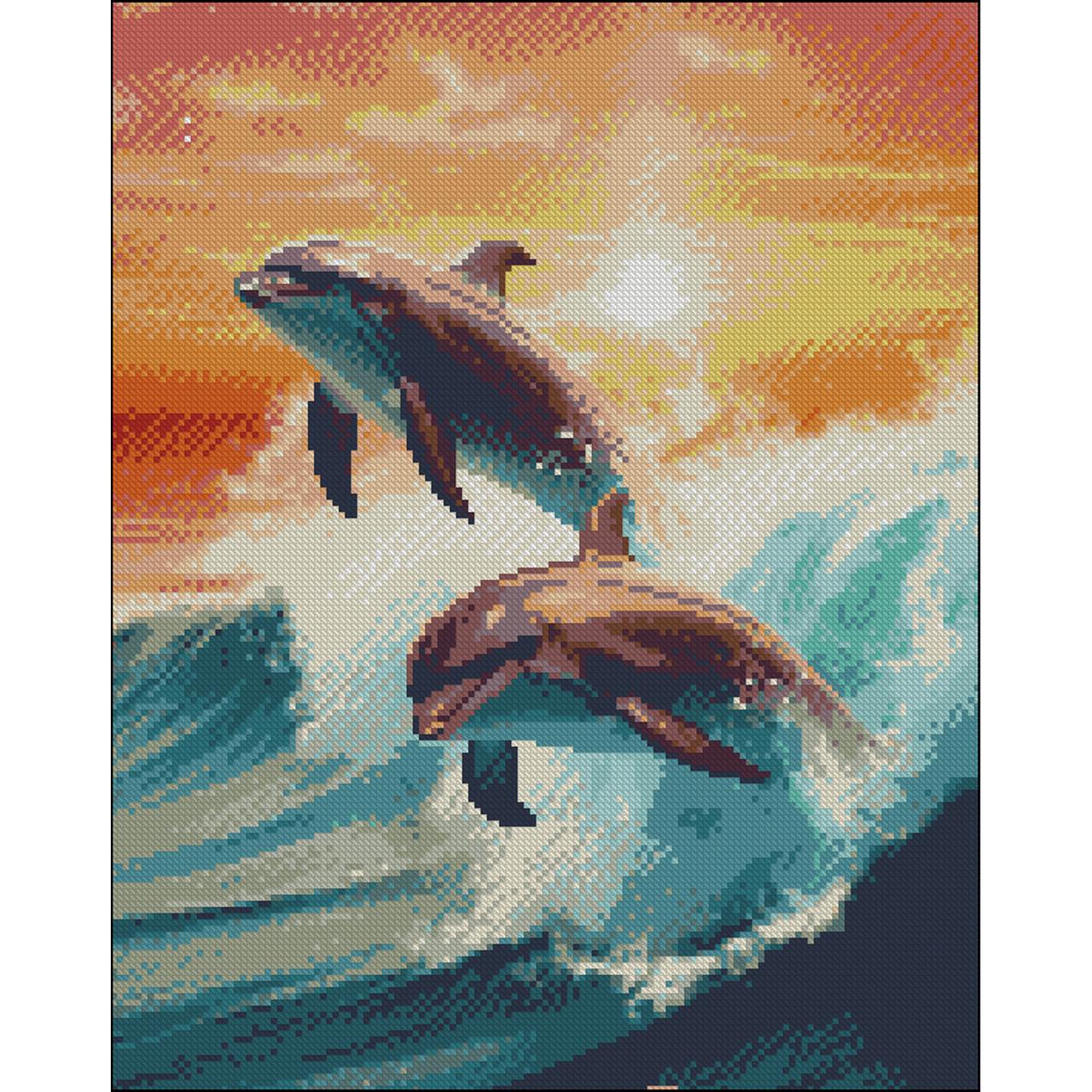 Алмазная мозаика Strateg Танец дельфинов без подрамника 40х50 см (ZAV4050-39)