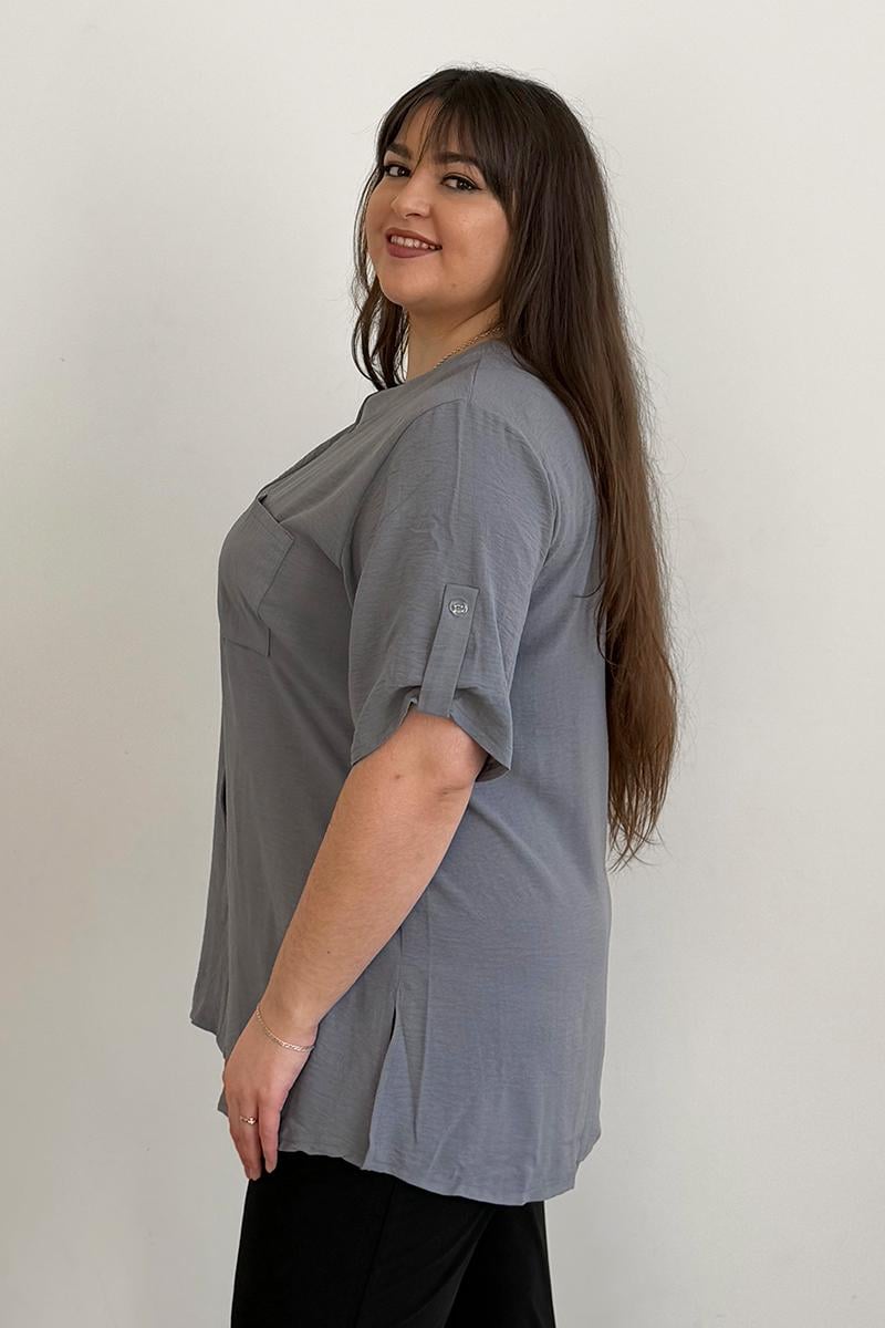 Сорочка батал жіноча PANNI Лада р. 52-54 Сірий (Р2508252219) - фото 3