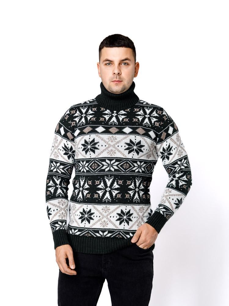 Светр чоловічий ЦБ-00233271 р. 46 Темно-зелений (SKT000941134)