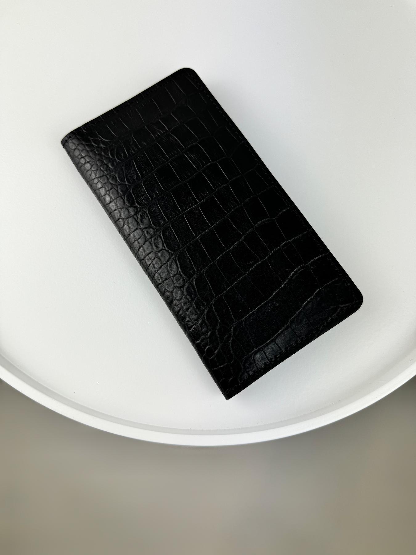 Портмоне мужское SR019 кожаное с тиснением под крокодила Черный (25185304)