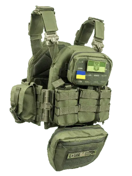 Плитоноска военная разгрузочная с быстрым сбросом/РПС/12 подсумков Оливковый (2235106691) - фото 3
