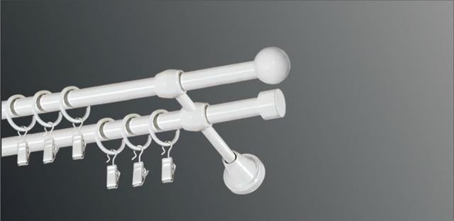 Карниз для штори Plastidea Болонь металевий подвійний з прищіпками D 16/16 мм 200 см Білий Карниз для штори Plastidea Болонь металевий подвійний з прищіпками D 16/16 мм 200 см Білий