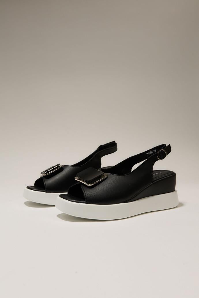 Босоножки женские ALLSY кожаные р. 37 Черный (195359)