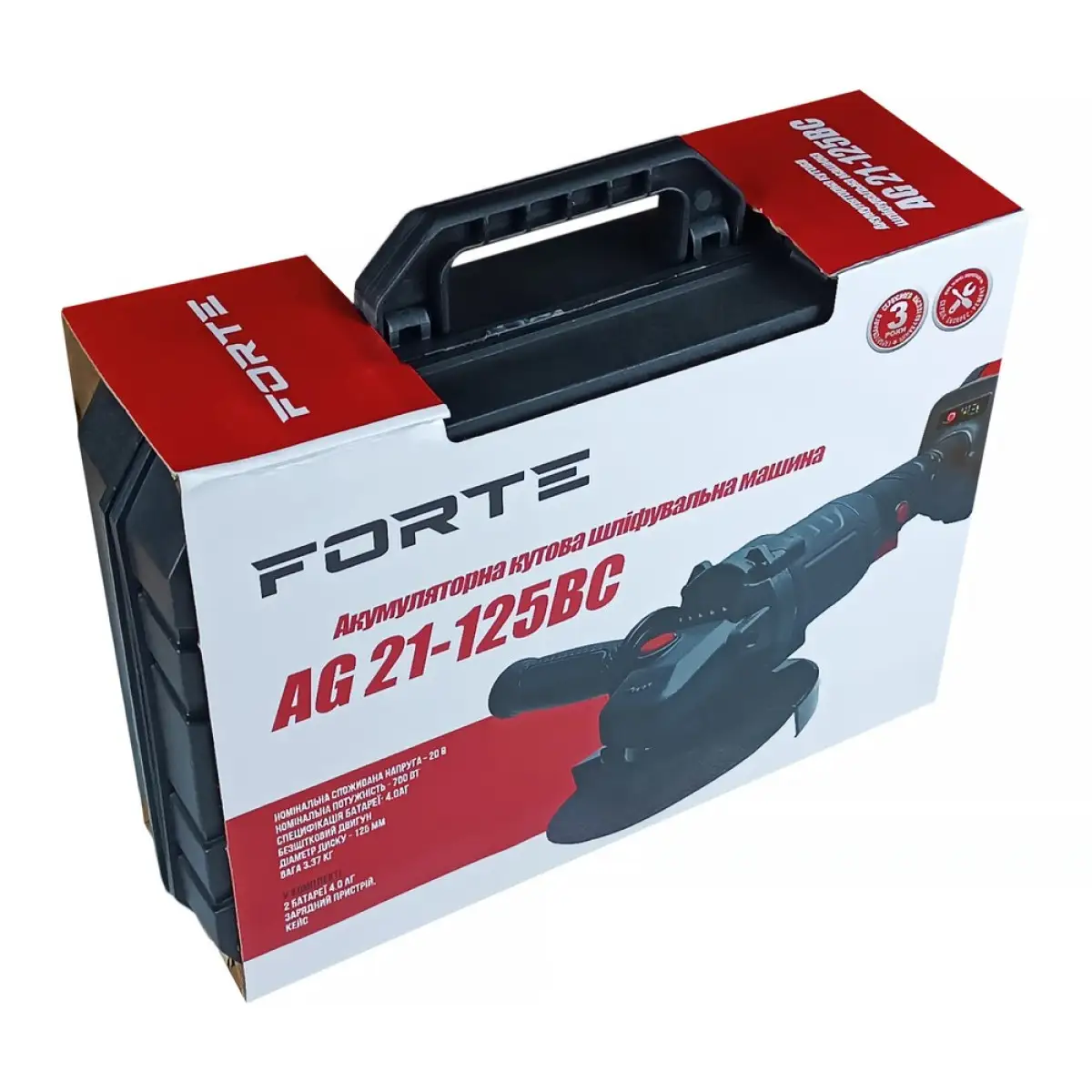 Шліфмашина кутова акумуляторна AG 21-125BC Forte (136424) - фото 9 Шліфмашина кутова акумуляторна AG 21-125BC Forte (136424) - фото 9
