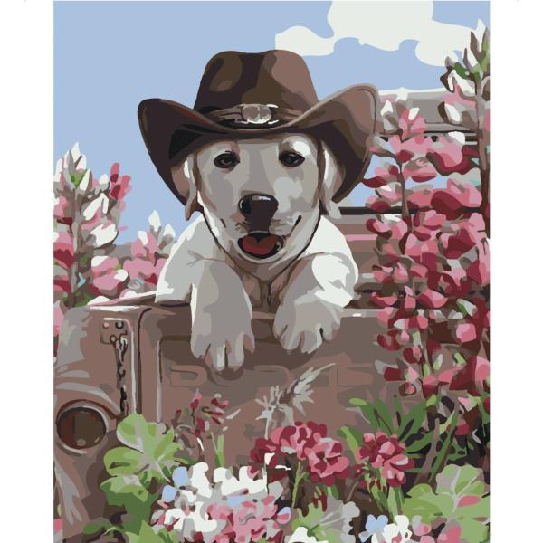 Картина по номерам Strateg Животные Пес на страже 30х40 см в термопакете (SS-6405-mt)