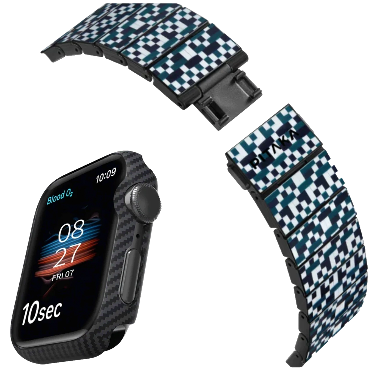 Ремешок и чехол Pitaka Chroma Carbon Band for Watch 7 Dreamland Mosaic and Air Case 45 мм (AWB2303/KW2002A) - фото 7 Ремешок и чехол Pitaka Chroma Carbon Band for Watch 7 Dreamland Mosaic and Air Case 45 мм (AWB2303/KW2002A) - фото 7