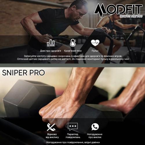 Смарт-годинник Modfit Sniper Pro All водонепроникний Black (18175106) - фото 15