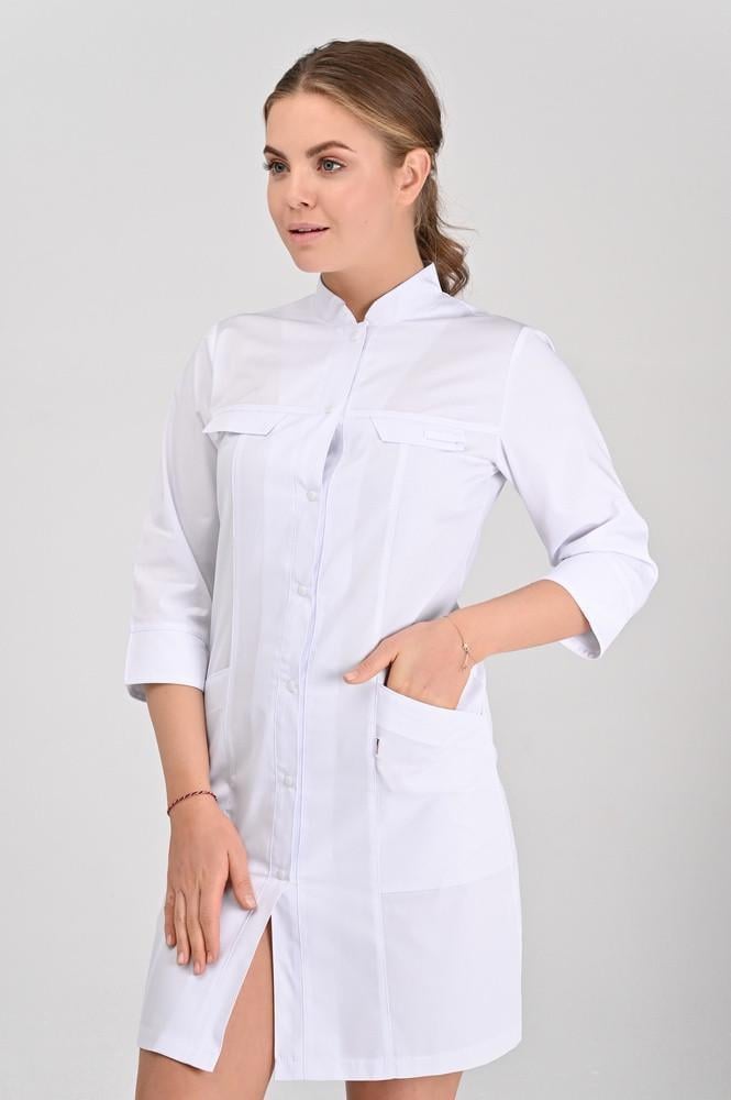 Халат женский TopLine Пекин рукав 3/4 р. 54 Белый (11334-(54) б-б) - фото 2 Халат женский TopLine Пекин рукав 3/4 р. 54 Белый (11334-(54) б-б) - фото 2