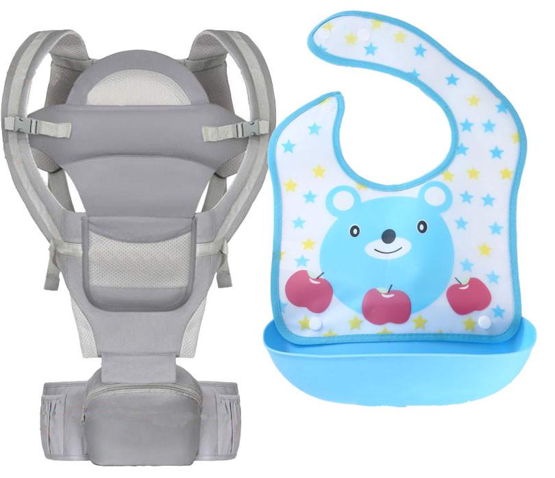 Хіпсіт Baby Carrier 6в1 з слинявчиком-трансформером Сірий (n-9898) - фото 1