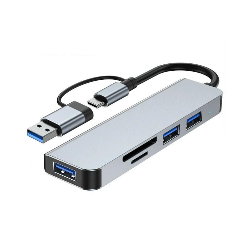 Концентратор USB Type-C/USB A 5в1 USB 3,0 с SD/TF кардридером (HUB-5IN1)